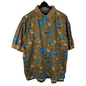 Vintage 90s John Henry All Over Print Golf Season Putters Polo Shirt Size L